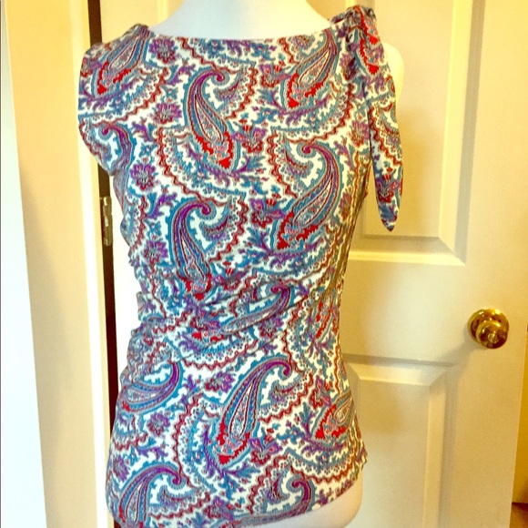 MODA Asymmetrical Paisley Dressy Tank (S) - Picture 2 of 4